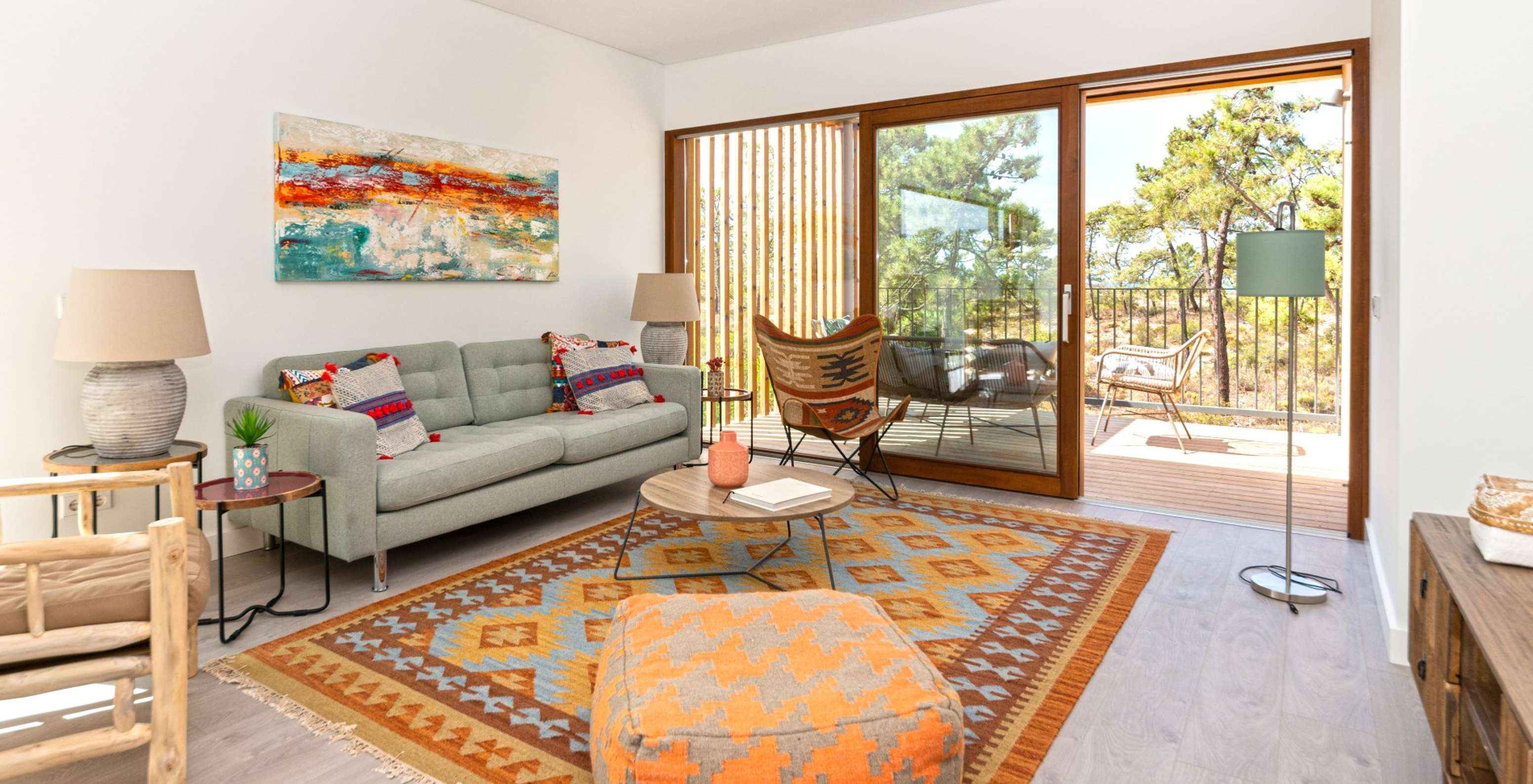 The Eco Village Apartment 1st Floor Views of Pestana Tróia Eco Resort has a living room with sofa and several chairs