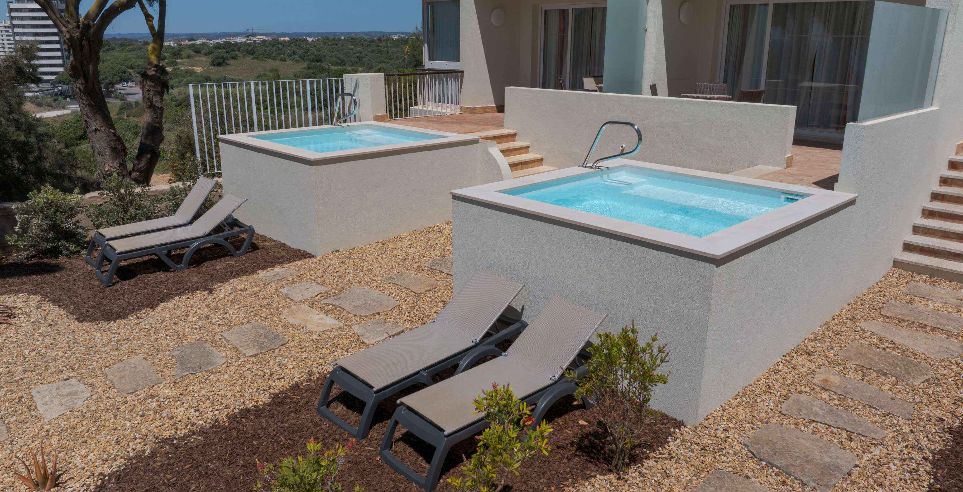 The Studio with Private Plunge Pool at Pestana Alvor Praia has a balcony, a plunge pool, and sunbeds