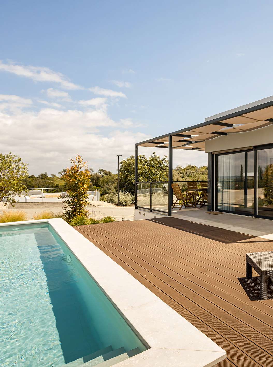 The Premium Villa 3 Bedroom - 4 Adults at Pestana Valley Nature Village has a terrace with a pool and a pergola