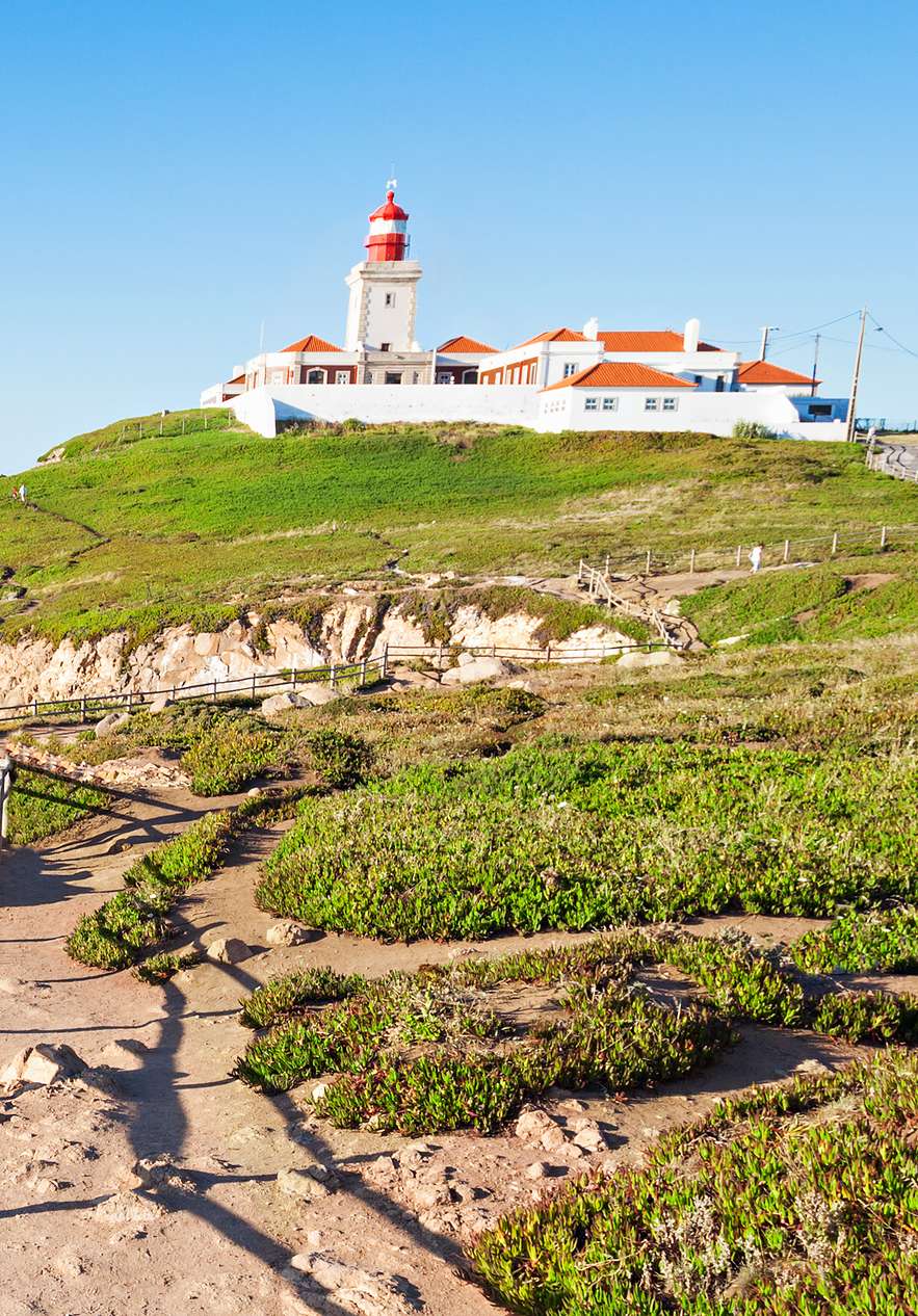 At Cabo da Roca in Sintra-Cascais National Park you can walk the trails and see the panoramic view of the Atlantic