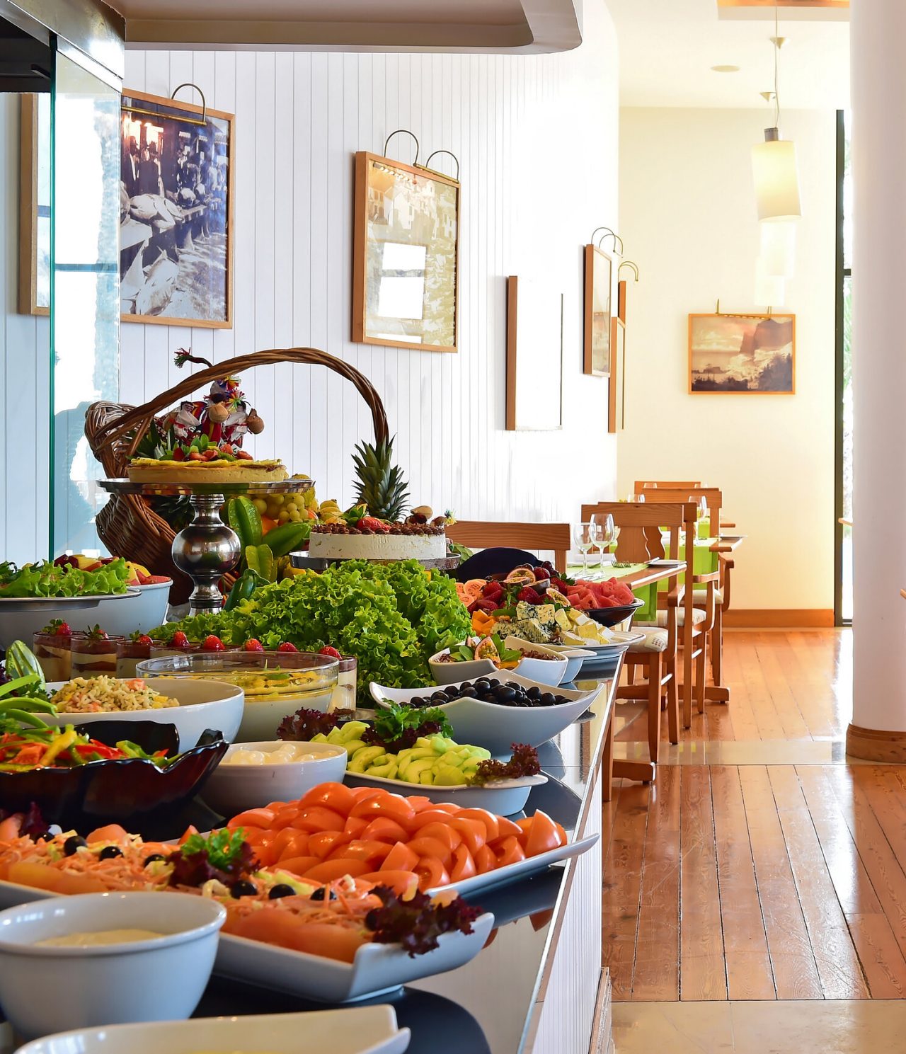 The Cabo Girão at a 5-star Funchal hotel has a fruit & salad buffet area
