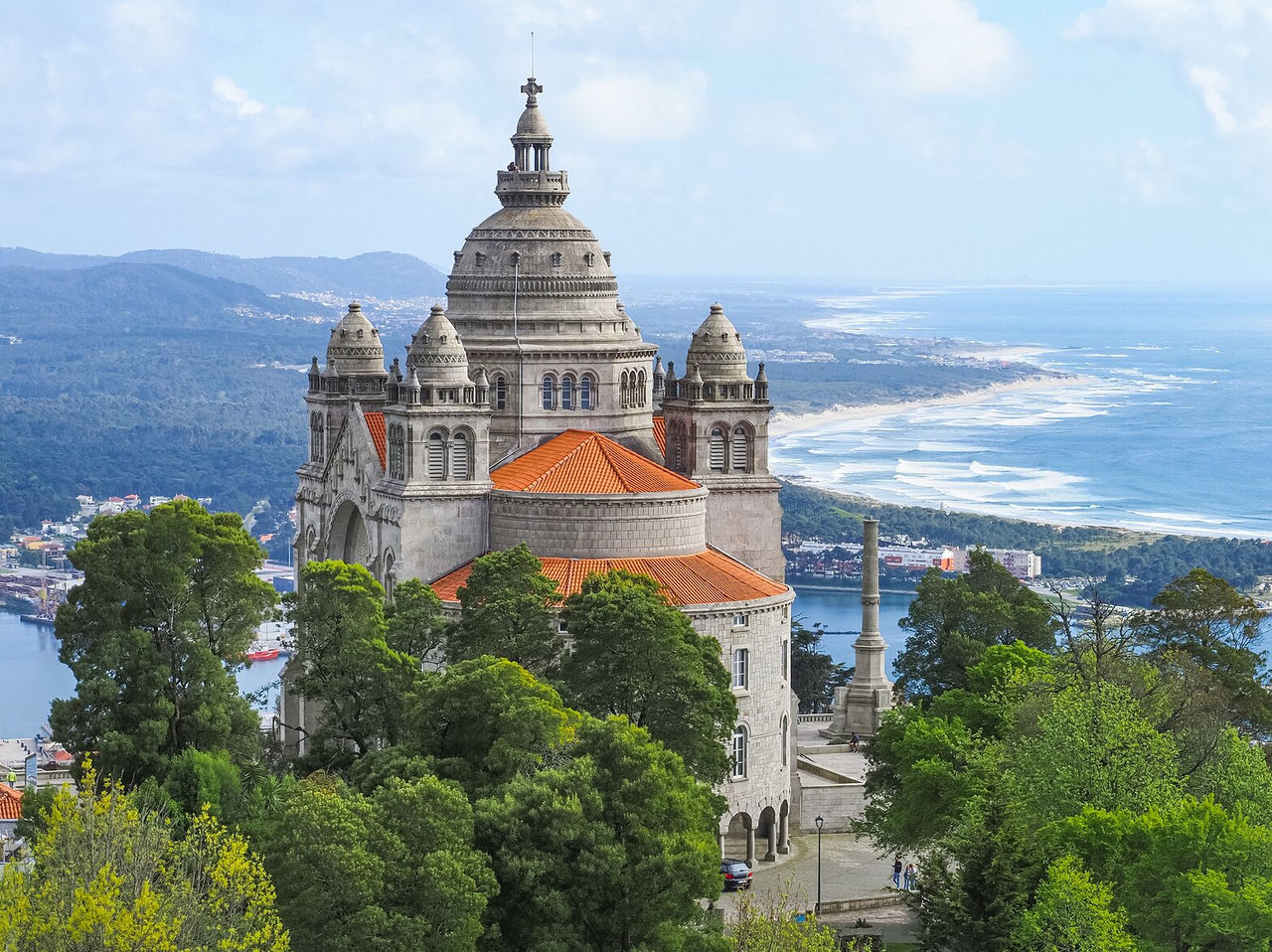 Aerial view of the Basilica of Santa Luzia, one of the main attractions of Viana do Castelo