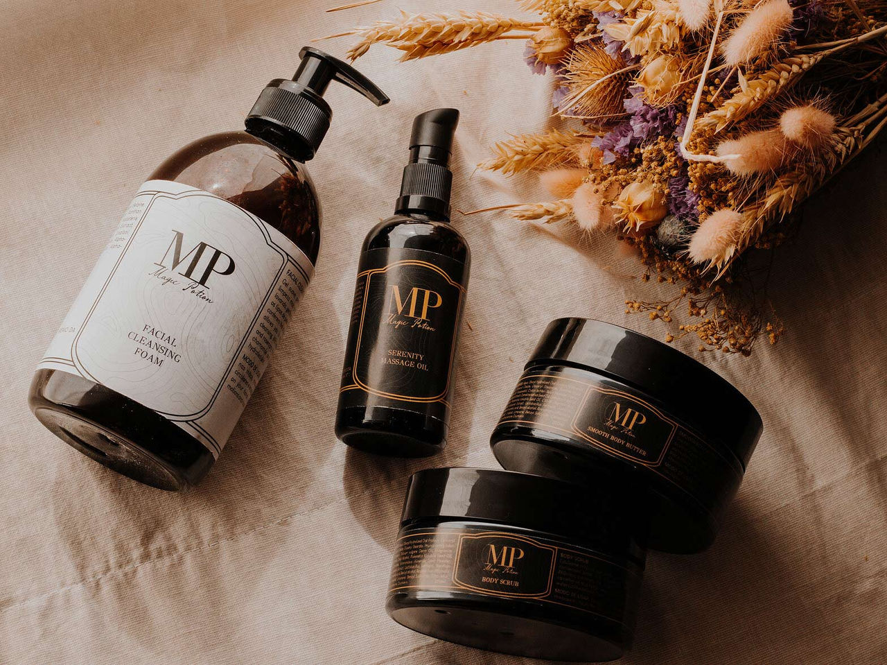 Pestana Magic Spa care line, with products including massage oil, facial foam, and body butter